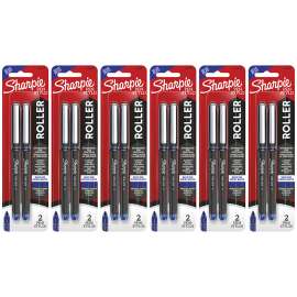 Rollerball Pen, Needle Point (0.5mm), Blue Ink, 2 Per Pack, 6 Packs