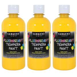 Tempera Paint, Neon Yellow, 16 oz., Pack of 3