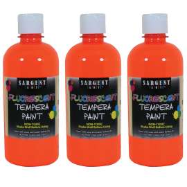 Tempera Paint, Orange Neon, 16 oz., Pack of 3