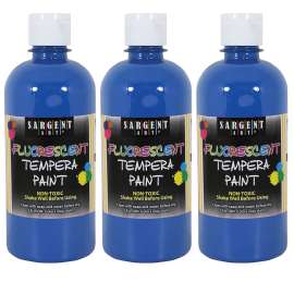 Tempera Paint, Blue Neon, 16 oz., Pack of 3