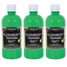 Tempera Paint, Green Neon, 16 oz., Pack of 3