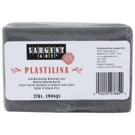 Plastilina Non-Hardening Modeling Clay, 2 lbs., Gray