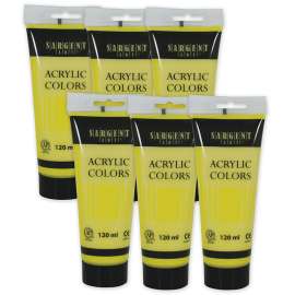 Acrylic Paint Tube, 120 ml, Lemon Yellow Cadmium, Pack of 6