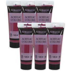 Acrylic Paint Tube, 120 ml, Alizarin Crimson, Pack of 6