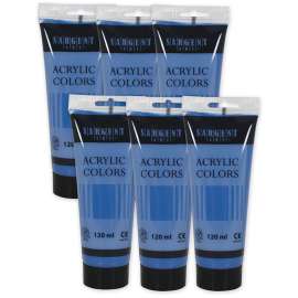 Acrylic Paint Tube, 120 ml, Primary Cyan, Pack of 6