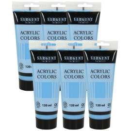 Acrylic Paint Tube, 120 ml, Pale Blue, Pack of 6