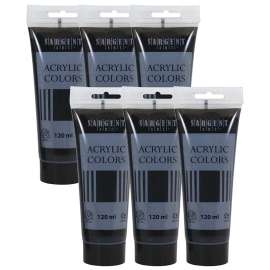 Acrylic Paint Tube, 120 ml, Mars Black, Pack of 6