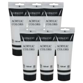 Acrylic Paint Tube, 120 ml, Titanium White, Pack of 6