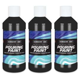 Acrylic Pouring Paint, 8 oz, Black, Pack of 3