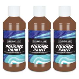 Acrylic Pouring Paint, 8 oz, Brown, Pack of 3