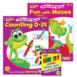Counting 0-31 & Fun With Mazes Books and Crayons Reusable Wipe-Off® Activity Set
