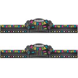 Chalkboard Brights Happy Birthday Crowns, 30 Per Pack, 2 Packs