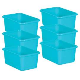 Teal Small Plastic Storage Bin, Pack of 6