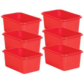 Red Small Plastic Storage Bin, Pack of 6