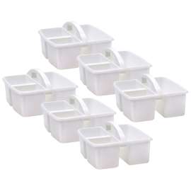 White Plastic Storage Caddy, Pack of 6