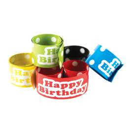 Polka Dots Happy Birthday Slap Bracelets, 10/Pack