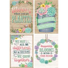 Rustic Bloom Posters, 13-3/8" x 19", Set of 4