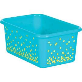 Teal Confetti Small Plastic Storage Bin