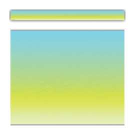 Aqua and Lime Color Wash Straight Border Trim, 35 Feet