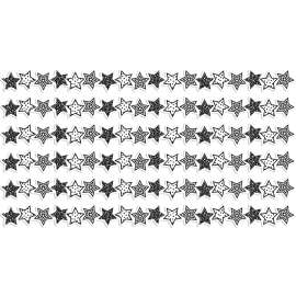 Black and White Stars Die-Cut Border Trim, 35 Feet Per Pack, 6 Packs