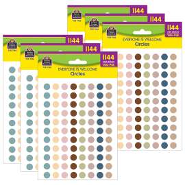 Everyone is Welcome Circles Mini Stickers Valu-Pak, 1144 Per Pack, 6 Packs