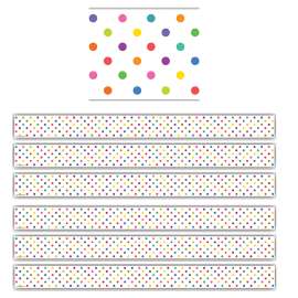 Colorful Dots Straight Border Trim, 35 Feet Per Pack, 6 Packs