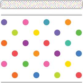 Colorful Dots Straight Border Trim, 35 Feet