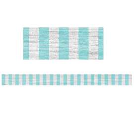 Vintage Blue Stripes Straight Border Trim, 35 Feet
