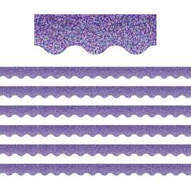 Purple Sparkle Scalloped Border Trim, 35 Feet Per Pack, 6 Packs