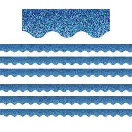 Blue Sparkle Scalloped Border Trim, 35 Feet Per Pack, 6 Packs