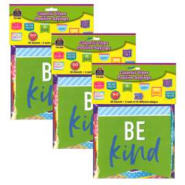 Colorful Vibes Positive Sayings Accents, 30 Per Pack, 3 Packs