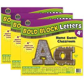 Home Sweet Classroom Bold Block 4" Letters Combo Pack, 230 Characters Per Pack, 3 Packs
