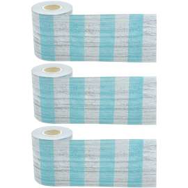 Vintage Blue Stripes Straight Rolled Border Trim, 50 Feet Per Roll, Pack of 3