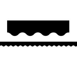 Black Scalloped Rolled Border Trim, 50 Feet