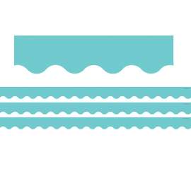Light Turquoise Scalloped Rolled Border Trim, 50 Feet Per Roll, 3 Rolls