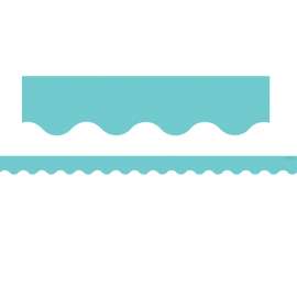 Light Turquoise Scalloped Rolled Border Trim, 50 Feet