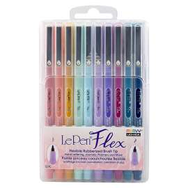 LePen® Flex Marker, Brush Tip, Pastel, 10 Colors