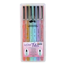 LePen® Flex Marker, Brush Tip, Pastel, 6 Colors