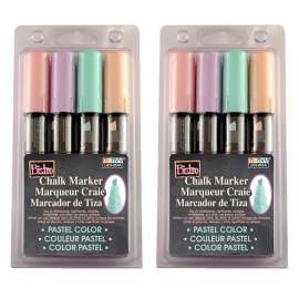 Bistro Chalk Markers, Chisel Tip 4-Color Set, Blush Pink, Peppermint, Pastel Peach, Pale Violet, 2 Sets