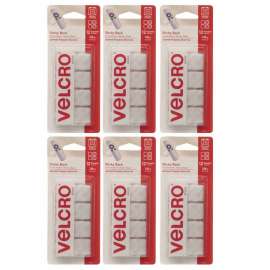 Sticky Back Square Fasteners, 7/8", White, 12 Per Pack, 6 Packs