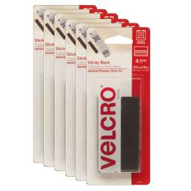 Sticky Back 3-1/2" Strips, Black, 4 Sets Per Pack, 6 Packs