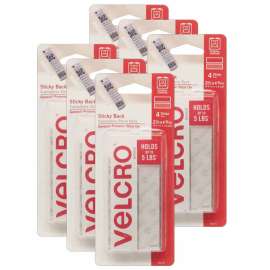 Sticky Back Strips, 3/4" x 3-1/2", White, 4 Per Pack, 6 Packs