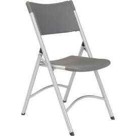 Interion Folding Chair With Mid Back, Resin, Gray