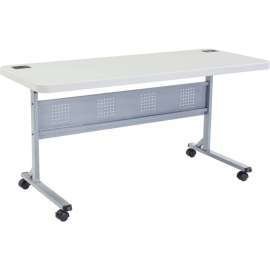 Interion 60" x 24" Blow Molded Foldable Training Table - White