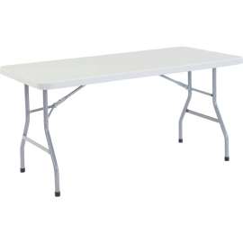 Interion Plastic Folding Table, 30" x 60", White