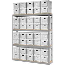 Global Industrial Record Storage Open With Boxes 72"W x 15"D x 84"H - Gray