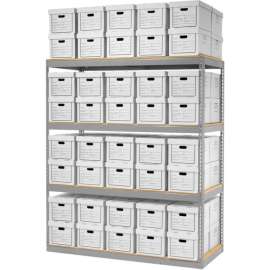 Global Industrial Record Storage Rack With Boxes 72"W x 30"D x 84"H - Gray