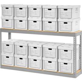 Global Industrial Record Storage With Boxes 72"W x 15"D x 36"H - Gray