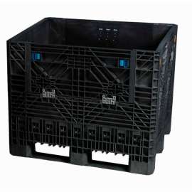 Global Industrial Folding Bulk Shipping Container, 32"Lx30"Wx34"H, 1800 Lb. Capacity, Black