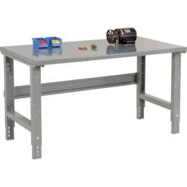 Global Industrial 60 x 30 Adjustable Height Workbench C-Channel Leg - Steel Square Edge - Gray